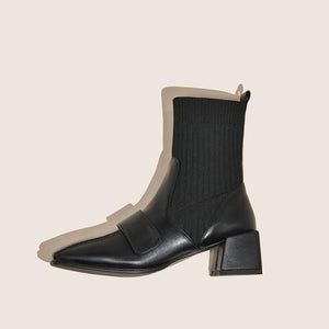 Women's Small Feet Square Toe Block Heel Boots MS158