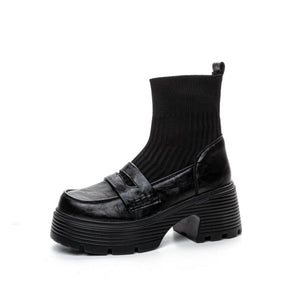 Women's Small Feet Thicksole Block Leather Boots FS271