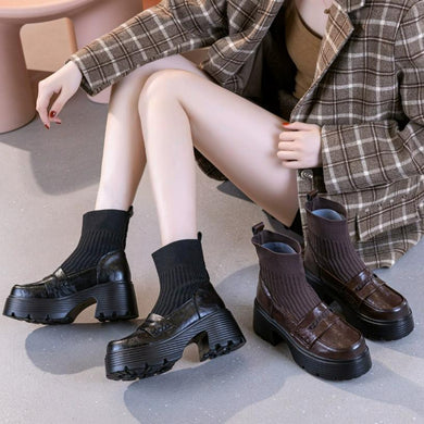Women's Small Feet Thicksole Block Leather Boots FS271