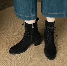 Women's Small Size 3 Lace Up Block Short Boots FS194