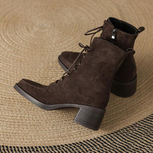Women's Small Size 3 Lace Up Block Short Boots FS194
