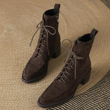 Women's Small Size 3 Lace Up Block Short Boots FS194