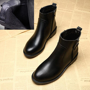 Women's Small Size 3 Side Zipper Flat Heel Boots MS157