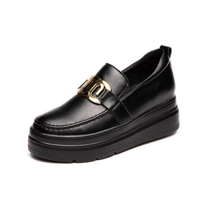 Women's Small Size Black Thicksole Loafers MS61