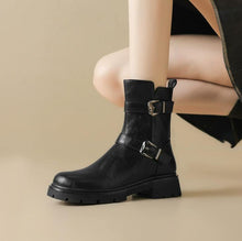 Women's Small Size Block Ankle Boots With Buckle FS310