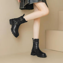Women's Small Size Block Ankle Boots With Buckle FS310