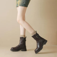 Women's Small Size Block Ankle Boots With Buckle FS310