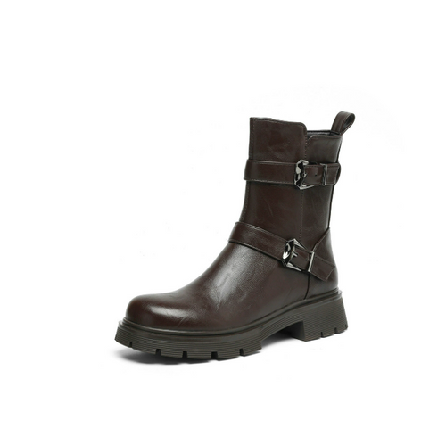Women's Small Size Block Ankle Boots With Buckle FS310