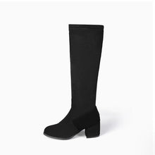 Women's Small Size Block Chunky Long Boots TS77