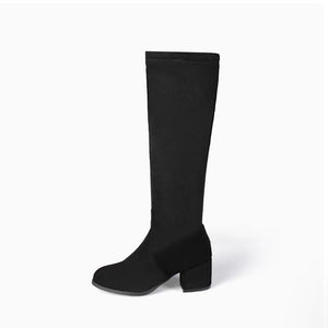 Women's Small Size Block Chunky Long Boots TS77
