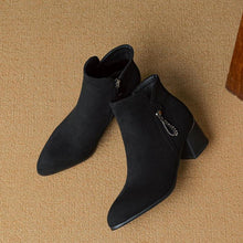 Women's Small Size Block Heel Ankle Boots TS85