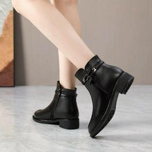 Women's Small Size Block Leather Ankle Boots FS187