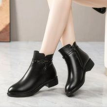 Women's Small Size Block Leather Ankle Boots FS187