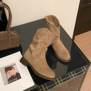 Women's Small Size Block Low Heel Ankle Boots FS243