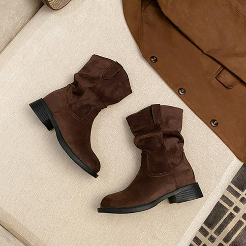 Women's Small Size Block Low Heel Ankle Boots FS243