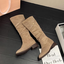 Women's Small Size Block Suede Under Knee Boots AW2690