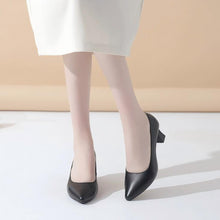 Women's Small Size Chunky Heel Leather Shoes MS375