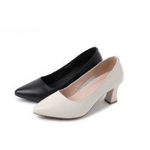 Women's Small Size Chunky Heel Leather Shoes MS375