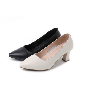 Women's Small Size Chunky Heel Leather Shoes MS375