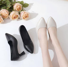 Women's Small Size Chunky Heel Leather Shoes MS375
