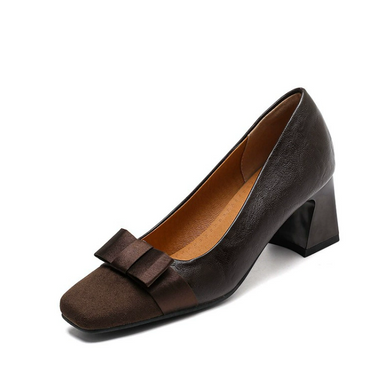 Women's Small Size Chunky Heel Pump Shoes FS286