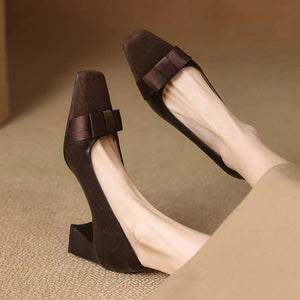 Women's Small Size Chunky Heel Pump Shoes FS286