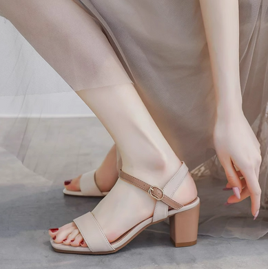 Women's Small Size Chunky Heel Sandal Shoes TS424