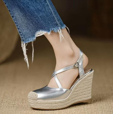Women's Small Size Cross Strap Wedge Shoes MS384