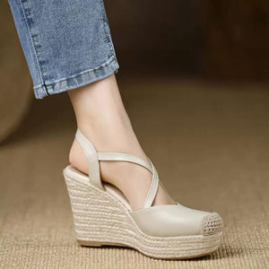 Women's Small Size Cross Strap Wedge Shoes MS384