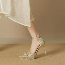 Women's Small Size Glitter Ankle Strap High Heels FS182