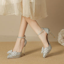 Women's Small Size Glitter Ankle Strap High Heels FS182