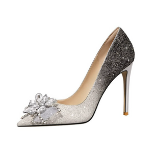 Women's Small Size Glitter Dress Heel Shoes FS82