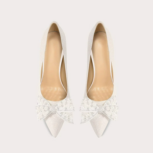 Women's Small Size Glitter Heels With Bow FS293
