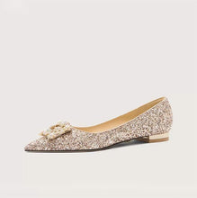 Women's Small Size Glitter Upper Rhinestone Buckle Heels MS354