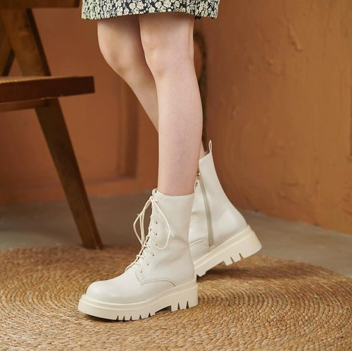Women's Small Size Lace Up Short Boots MS196