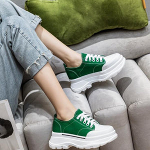 Women's Small Size Lace Up Thicksole Sneakers MS370