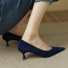 Women's Small Size 3-5 Leather Kitten Heel Shoes FS354