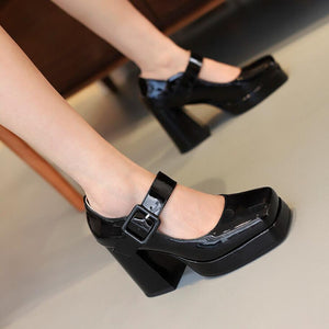 Women's Small Size Mary Jane Chunky Heels GS101