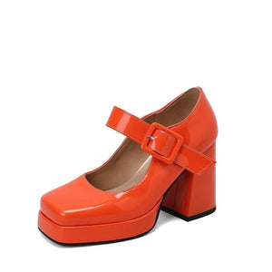 Women's Small Size Mary Jane Chunky Heels GS101