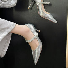 Women's Small Size Metallic Rhinestone Strap Shoes FS227