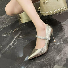 Women's Small Size Metallic Rhinestone Strap Shoes FS227
