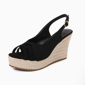 Women's Small Size Open Toe Suede Wedge Shoes FS17