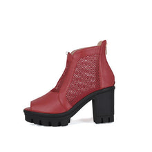 Women's Small Size Peep Chunky Lace Mesh Shoes MS312