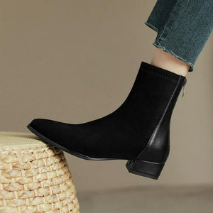 Women's Small Size Pointed Back Zipper Ankle Boots FS212