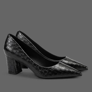 Women's Small Size Pointed Chunky Heel Shoes SS271