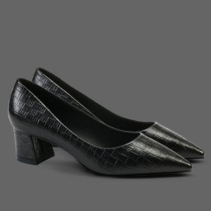 Women's Small Size Pointed Chunky Heel Shoes SS271