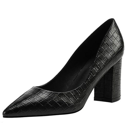 Women's Small Size Pointed Chunky Heel Shoes SS271