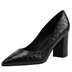 Women's Small Size Pointed Chunky Heel Shoes SS271