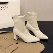 Women's Small Size Pointy Chunky Short Boots AW2682