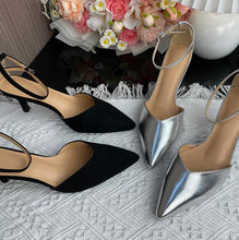 Women's Small Size Pointy V Cut Ankle Strap Heels AW2613